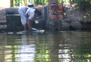Kvinna diskar i Backwaters
