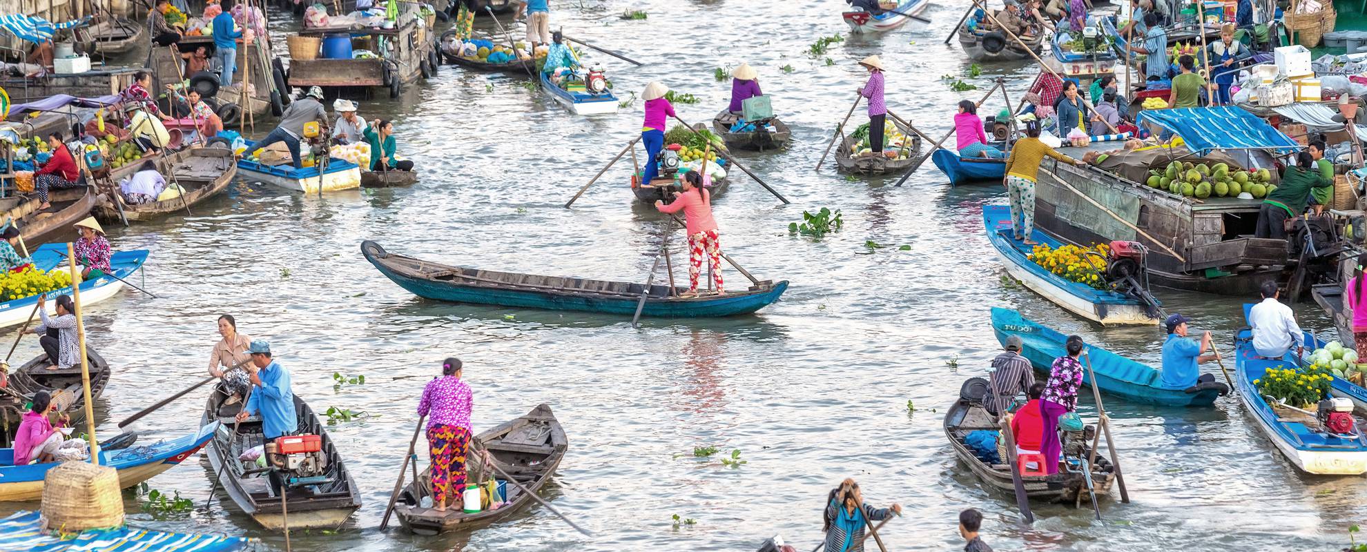 Marknad vid Mekongfloden