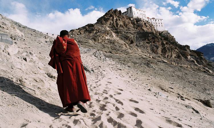 Munk vid Thiktse Gompa