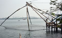 Prova på att fiska med kinesiska fiskenät i Kochi
