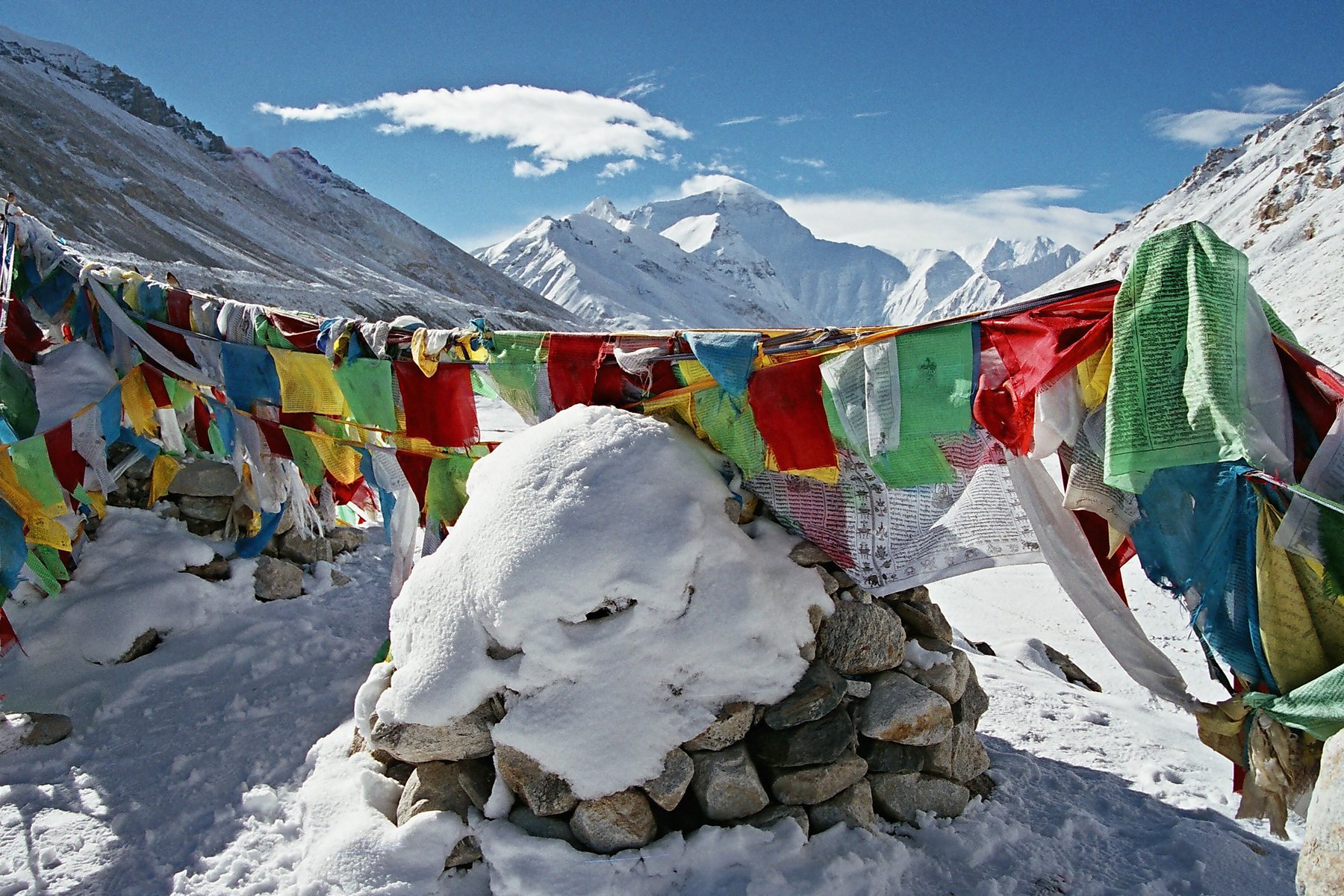 Böneflaggor på Everest Basecamp