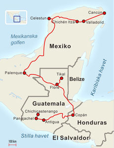 Karta Guatemala & Mexiko