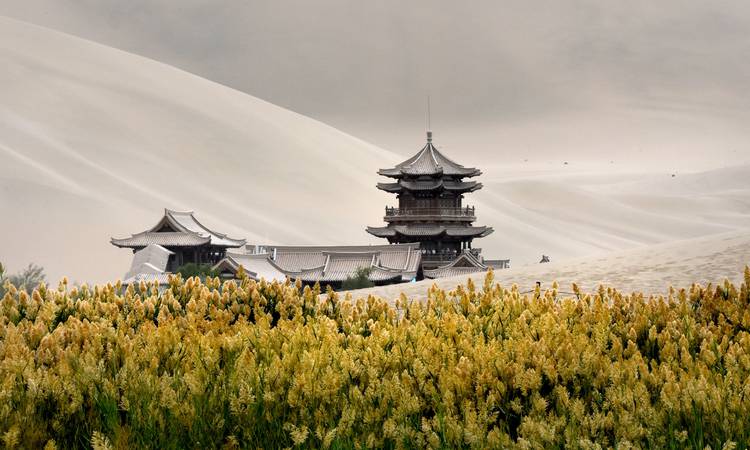 Månpaviljongen nära Dunhuang