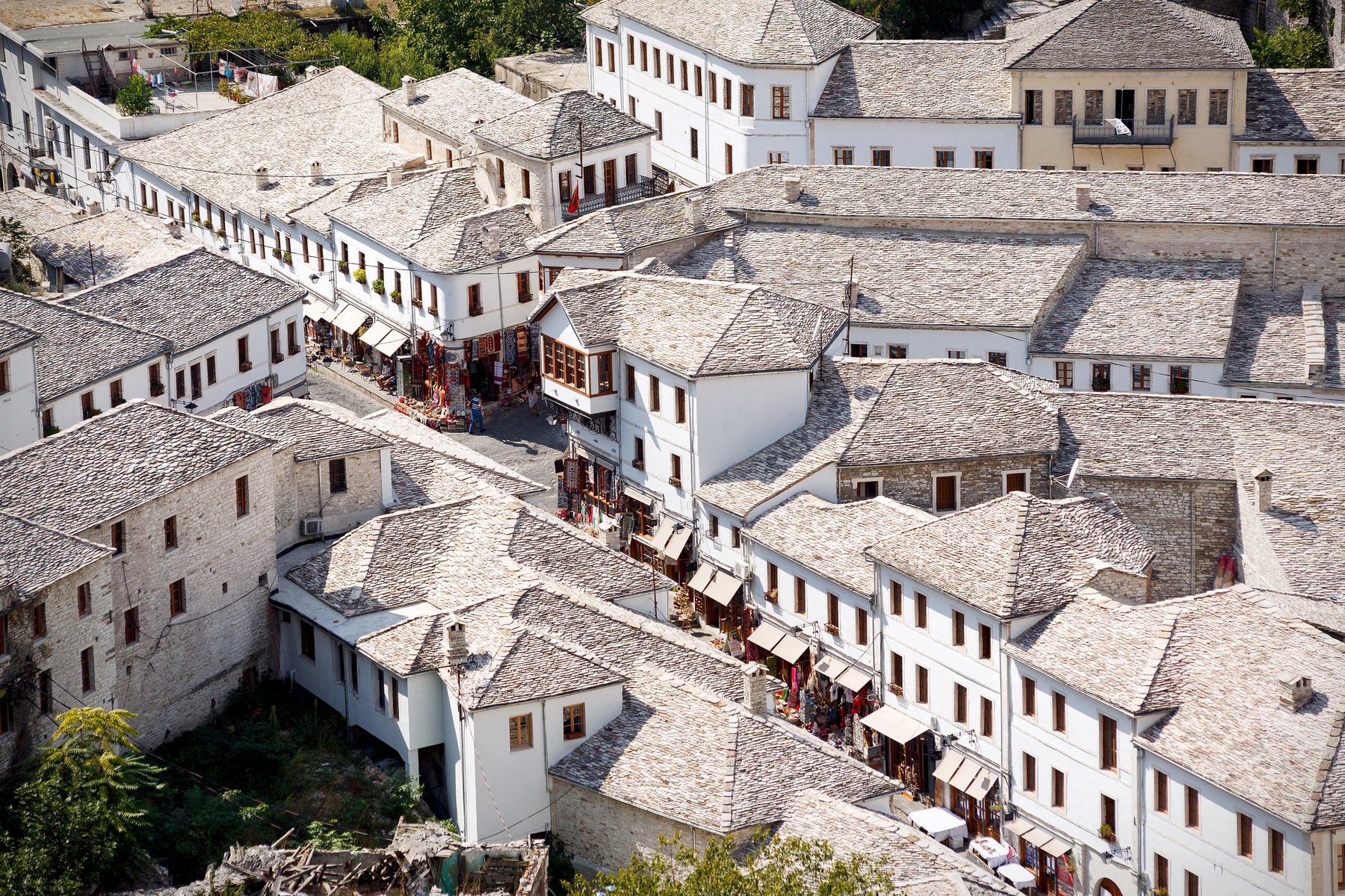 Den Ottomanska staden Gjirokastra där det mesta är gjort av sten