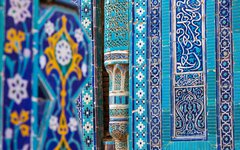Praktfull mosaik av Shakhi-Zinda i Samarkand