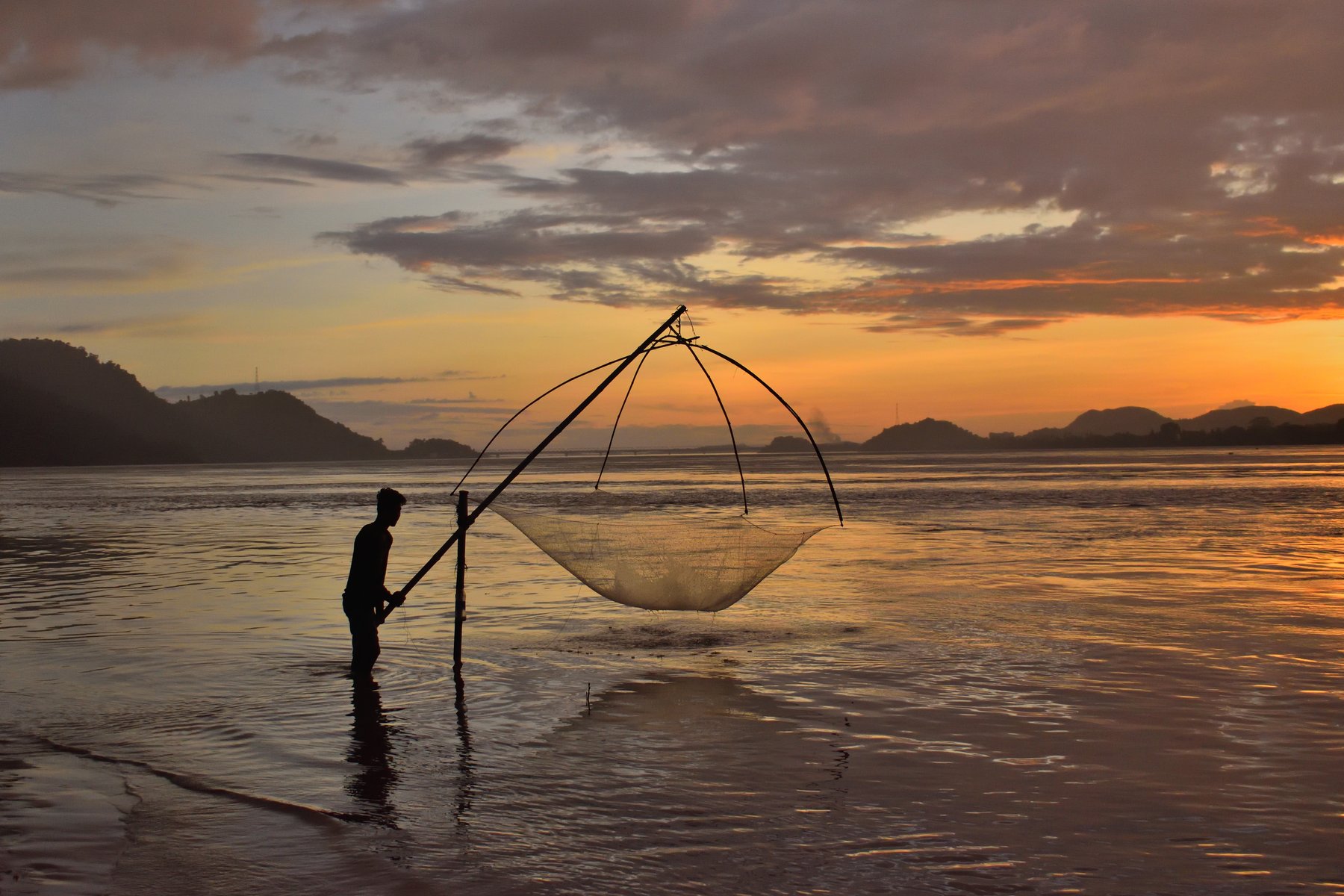 Du färdas med båt på mäktiga Brahmaputra
