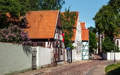 Gamla vackra hus i Klaipeda