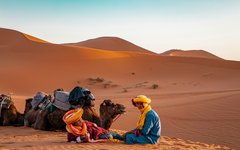 Några berber i öknen vid Merzouga