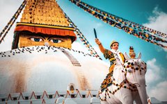 Fantastiska stupan Boudhanath i Kathmandu