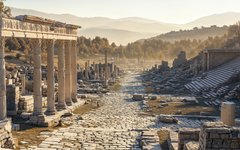 Romerska ruiner på Via Egnatia utanför Bitola i Nordmakedonien