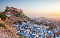 Mehrangarh Fort blickar ut över "Den blå staden"
