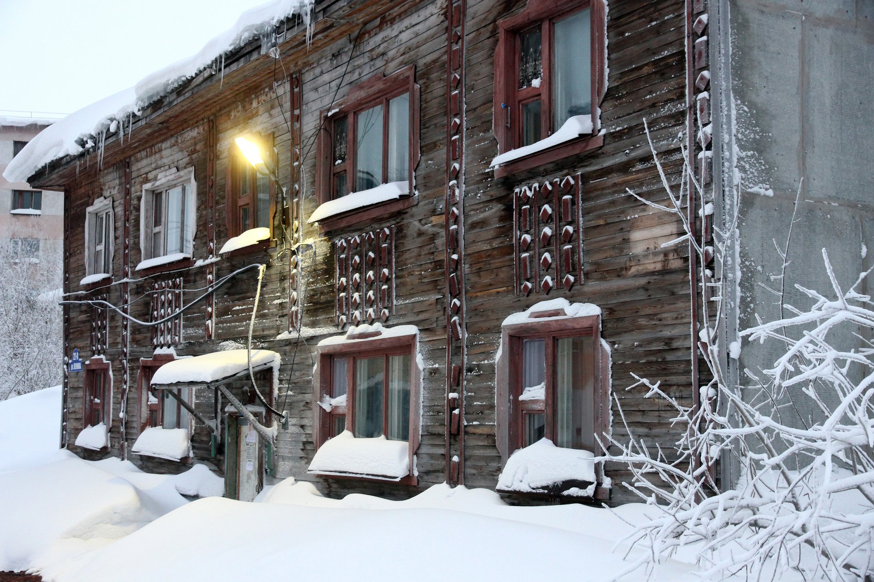 Ett vackert trähus i Vorkuta