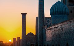 Solnedgång i magiska världsarvet Samarkand