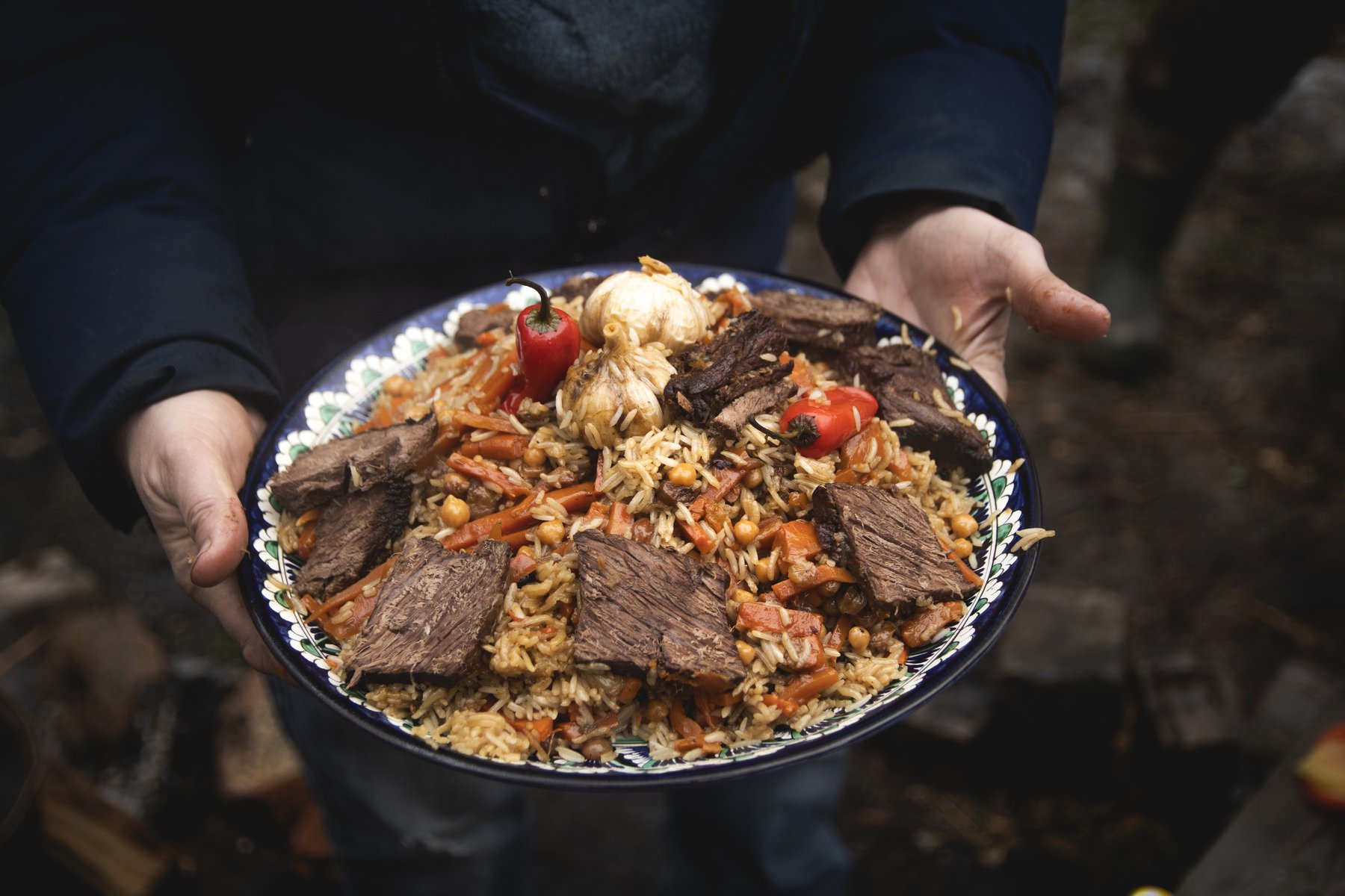 Pilaff är en av de vanligaste måltiderna i Centralasien
