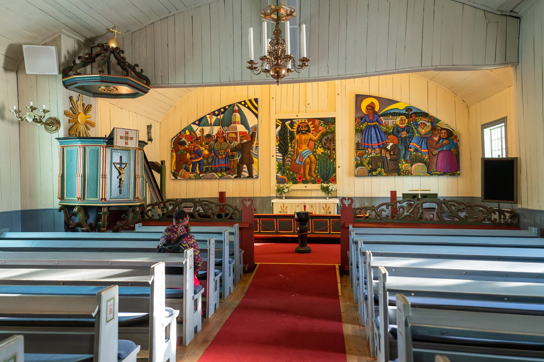 Den berömda altartavlan av Bror Hjort i Jukkasjärvi kyrka