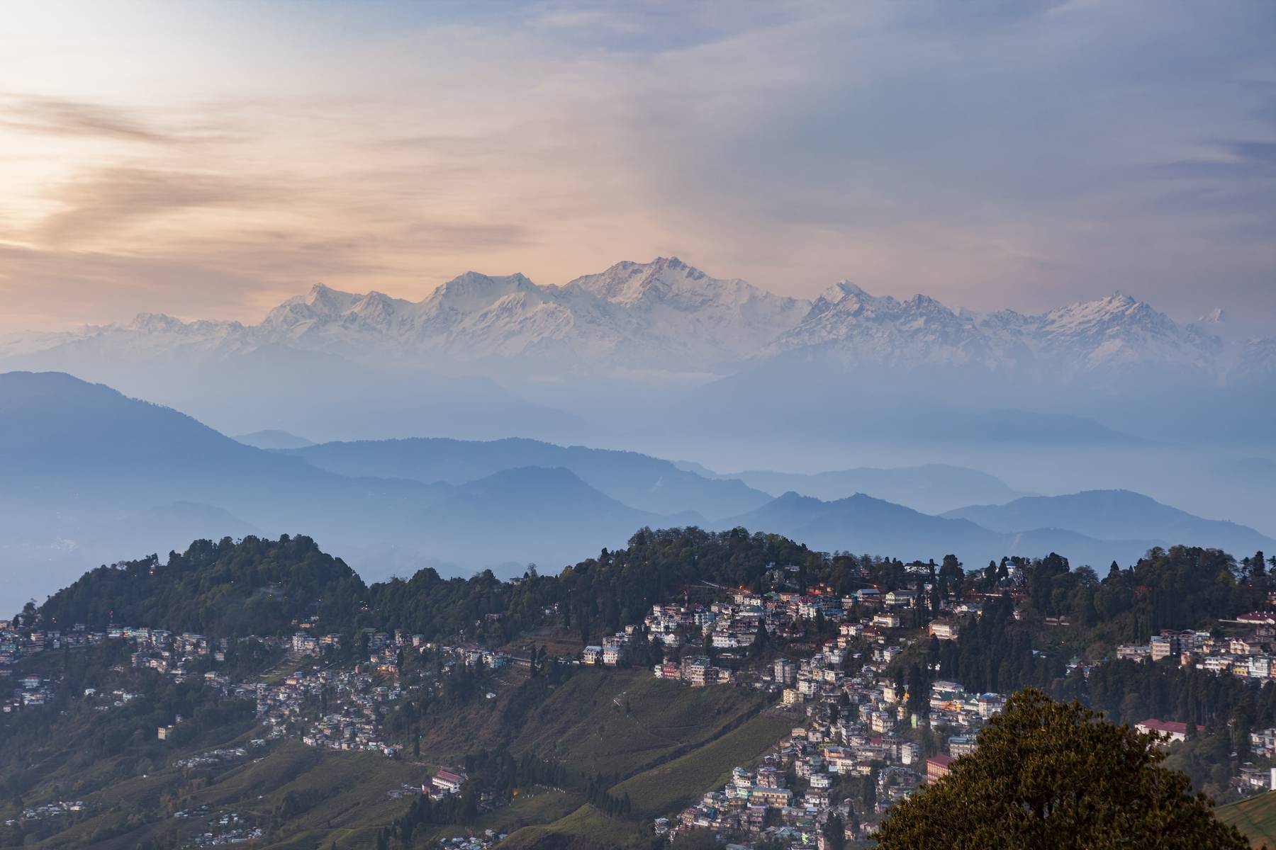 Utsikt över Kangchenjunga och Darjeeling
